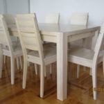 Stół i krzesła Spring K2 z drewna uka twardzielowego bielone