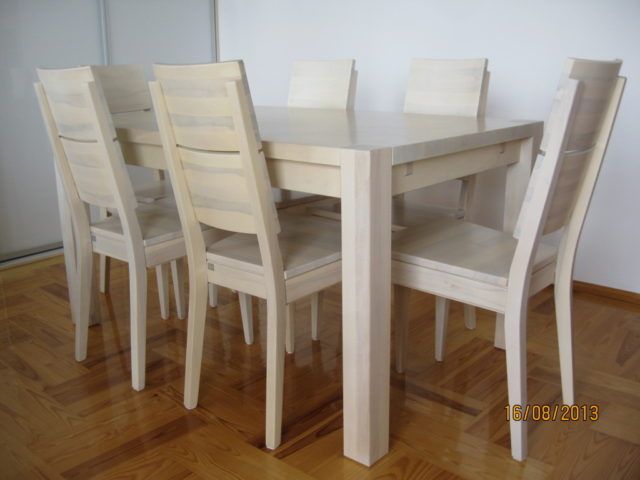 Stół i krzesła Spring K2 z drewna uka twardzielowego bielone