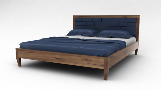 łóżko drewniane z tapicerką